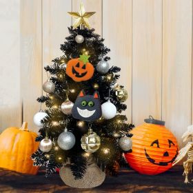 2FT Halloween Decoration Tabletop Christmas Tree with Lights and Ornaments