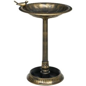 Outsunny 28" Antique Bird Bath with Pedestal Flower Planter Base, Vintage Style Decorative Birdbath & Bird Feeder Bowl, Decoration Yard Statue, B