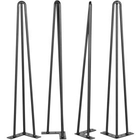 VEVOR Hairpin Table Legs 18" Black Set of 4 Desk Legs 880lbs Load Capacity (Each 220lbs) Hairpin Desk Legs 3 Rods for Bench Desk Dining End Table