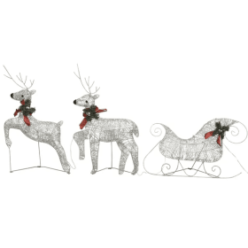 Reindeer & Sleigh Christmas Decoration 60 LEDs Outdoor Gold (Color: Gold)