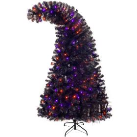 6 Foot Fray Fir-topped Halloween Christmas Tree (Color: Black)