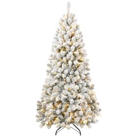 The 5-foot Pre-installed Flocked Christmas Tree Comes With 498 Memory Line Tips And Is Illuminated By 200 Warm Incandescent Lights (Option: Green and white)